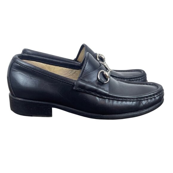 Vtg Gucci Black Leather Mocassino Pelle Mors Vit Bulgaro Horsebit Loafers Sz 6B - Picture 3 of 11